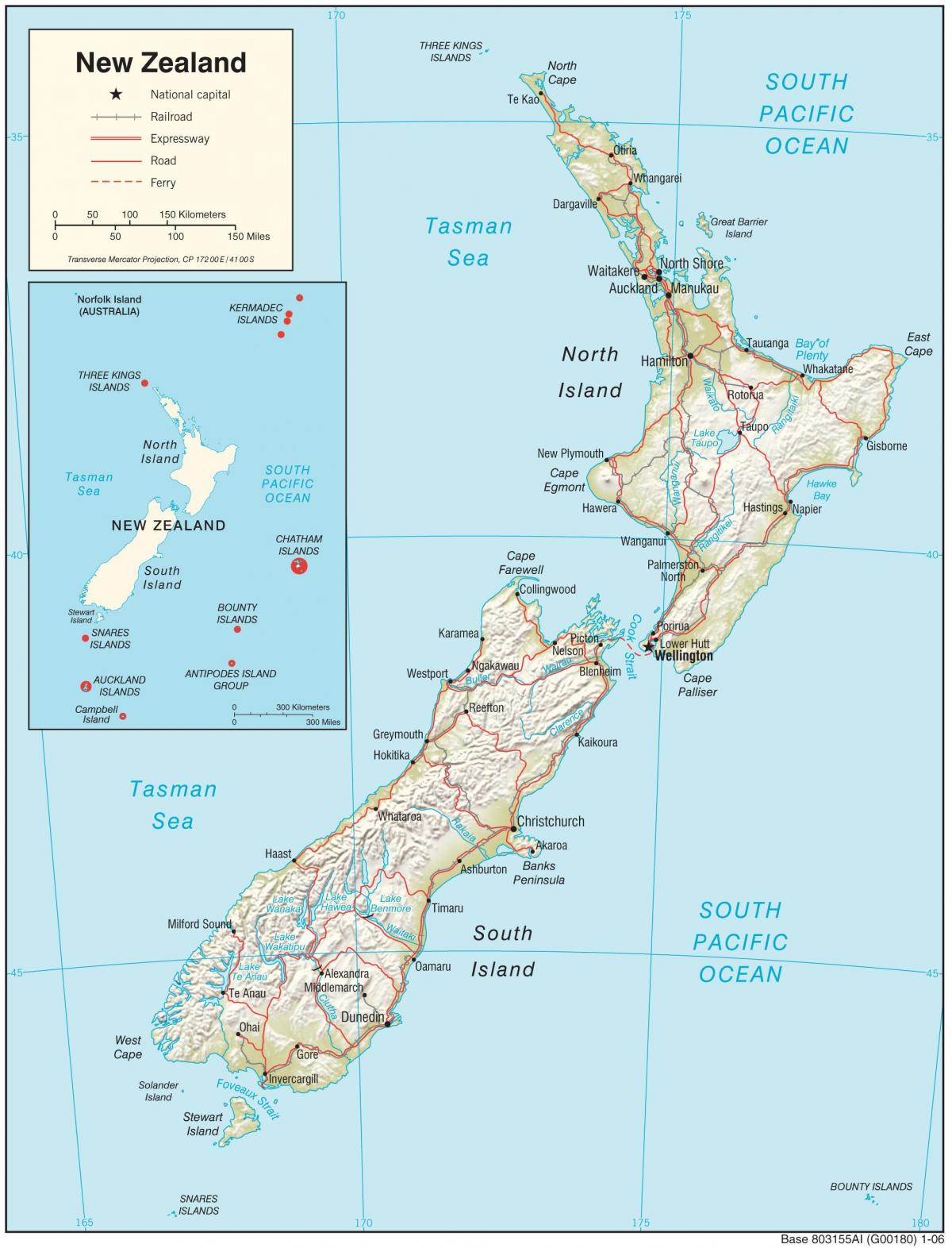 นิวซีแลนด์บนแผนที่ล้องที่มีความคมชัดสูงนะ