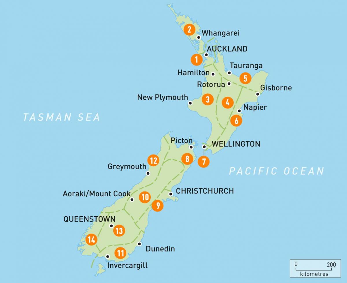 อ็อคแลนด์อยู่ในนิวซีแลนด์บนแผนที่