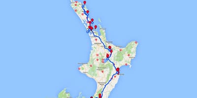 ขับรถบนแผนที่ของเกาะเหนือนิวซีแลนด์