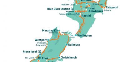 นิวซีแลนด์นักท่องเที่ยวหน่อย attractions แผนที่
